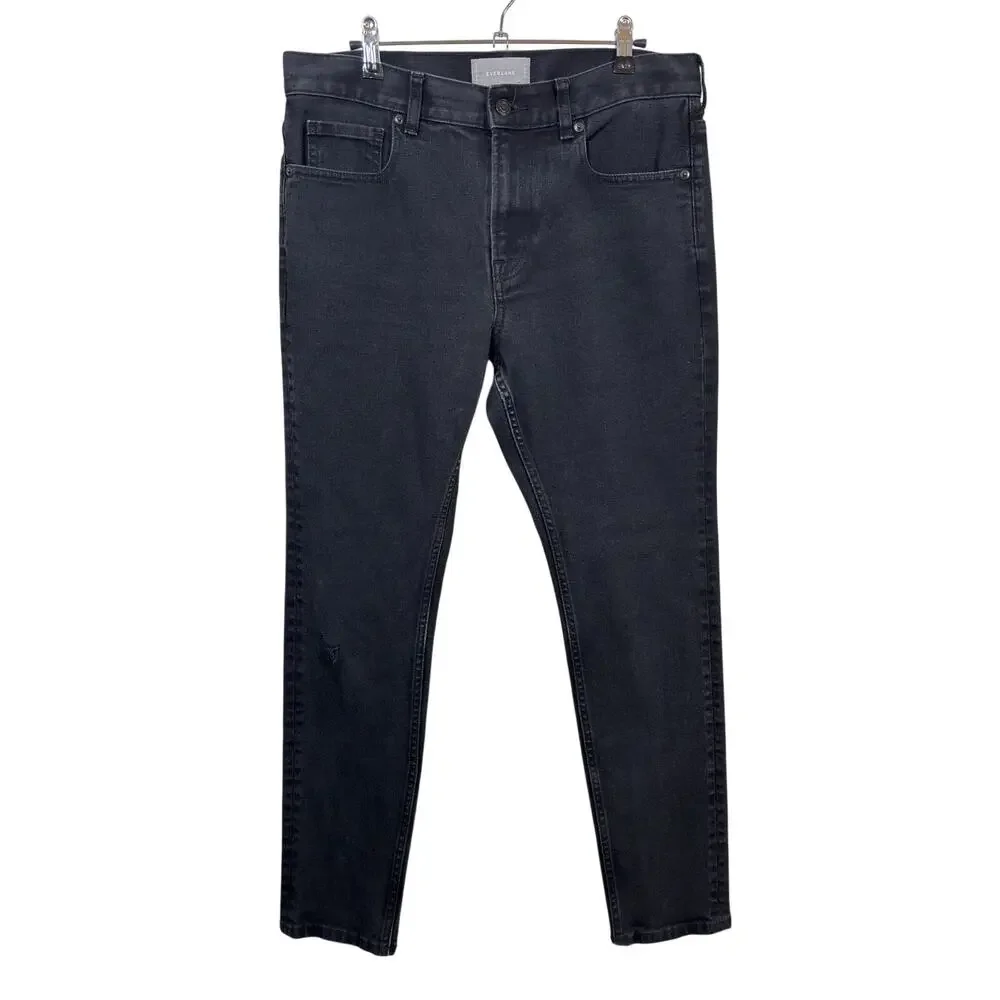 Everlane The Skinny Fit Jeans Mens Size 33 Black Stretch Cotton Tapered Leg